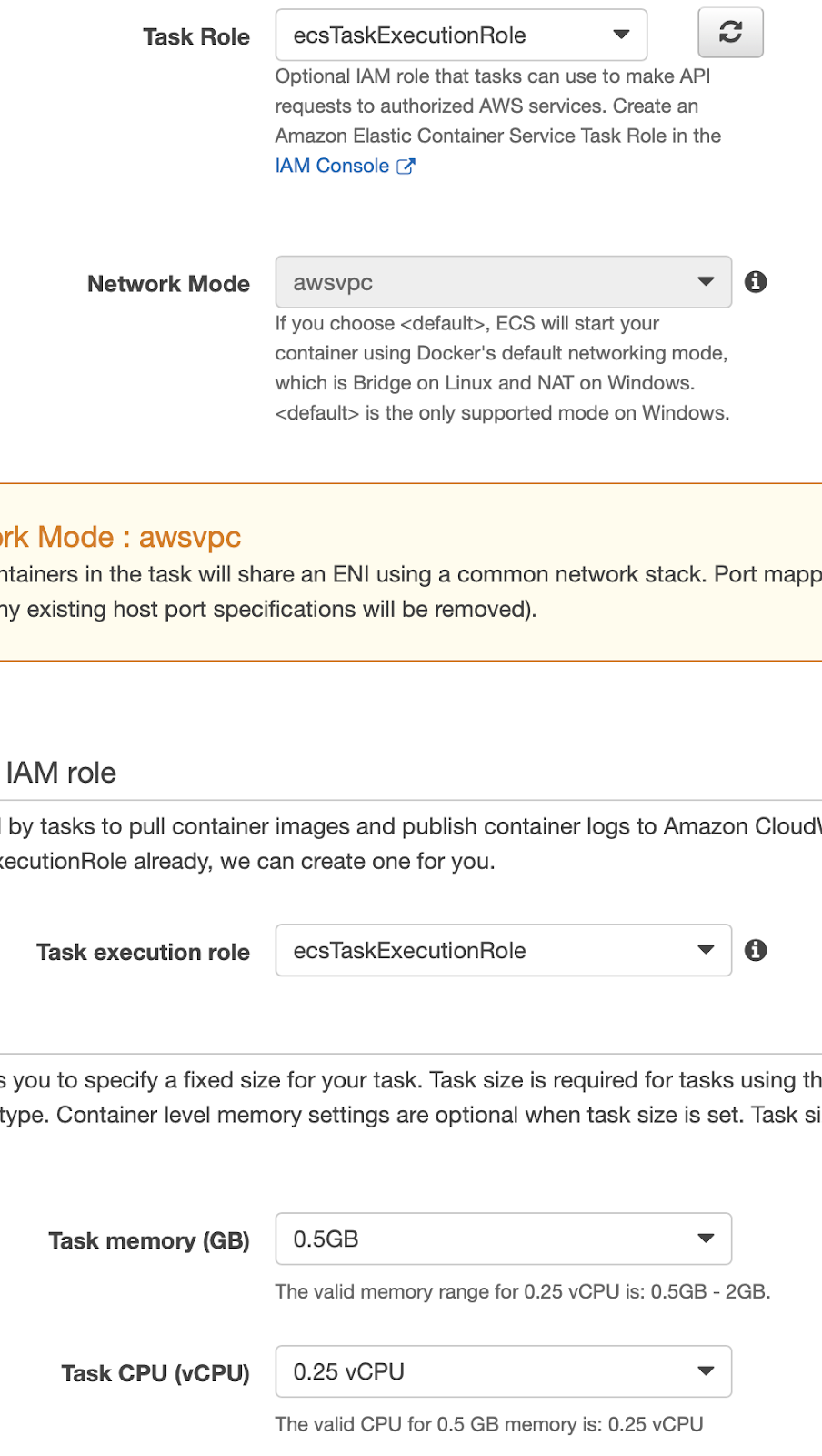 task definition parameters