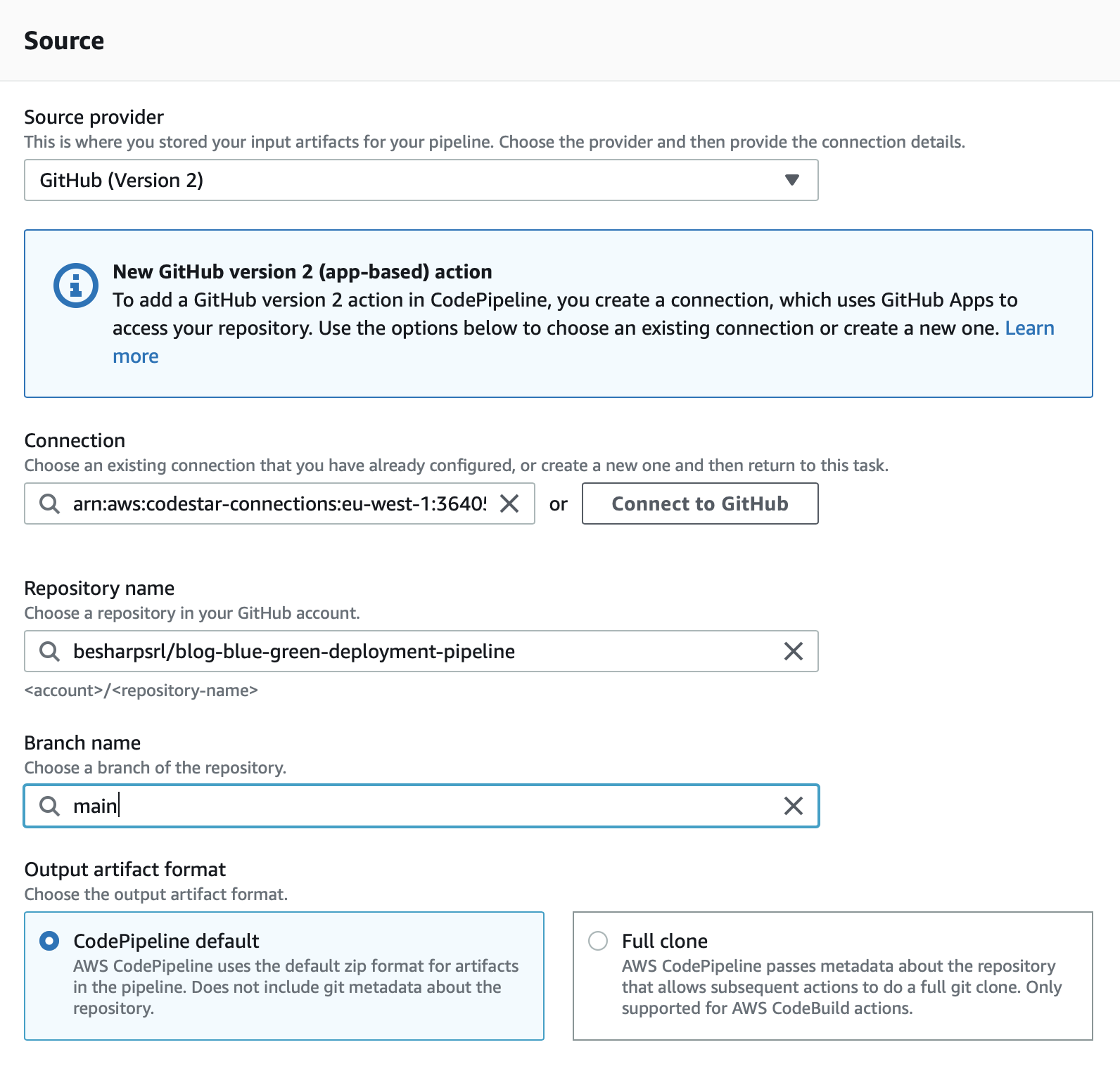 github repository and branch