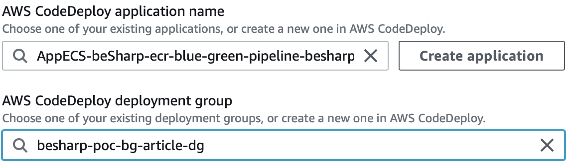 CodeDeploy project settings