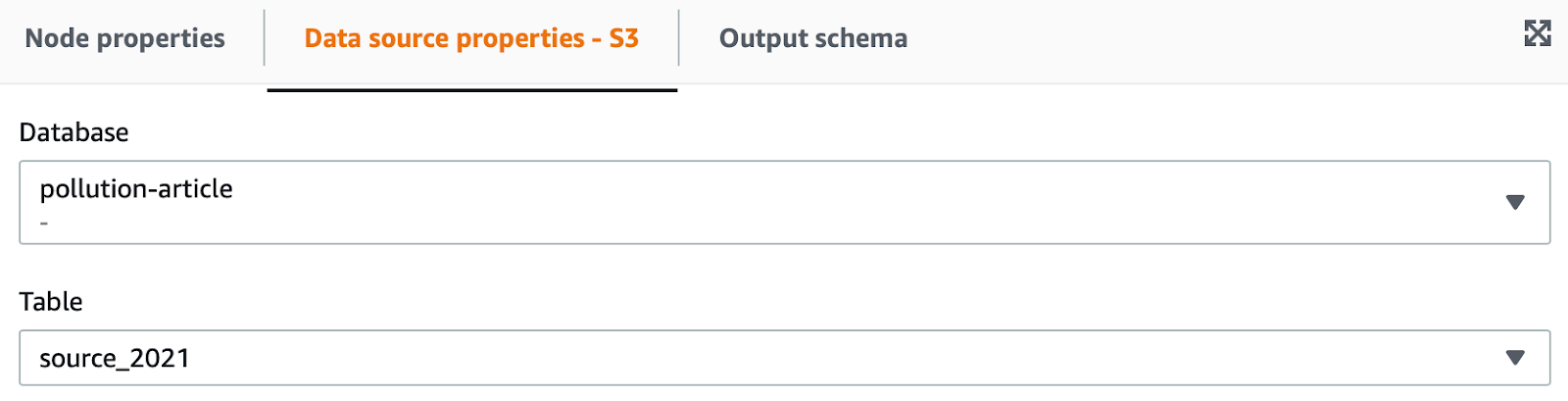 Data source properties - S3