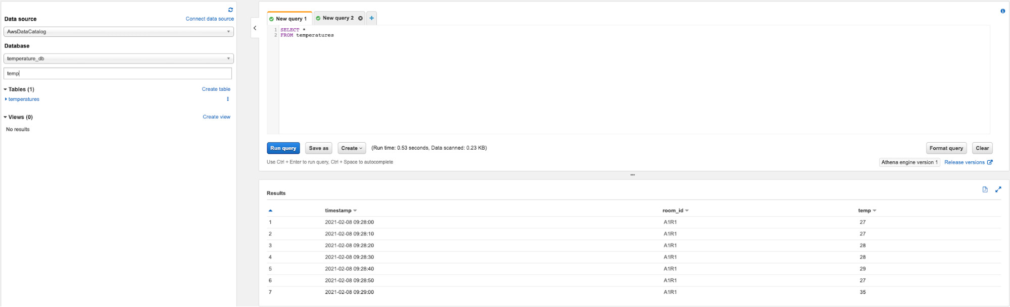 Athena sample query