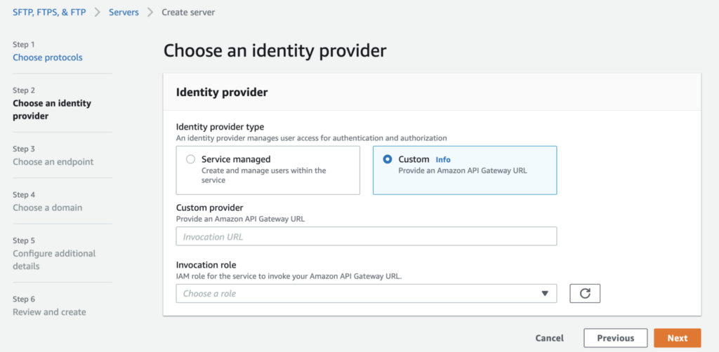Self-managed user authentication in AWS Transfer Family