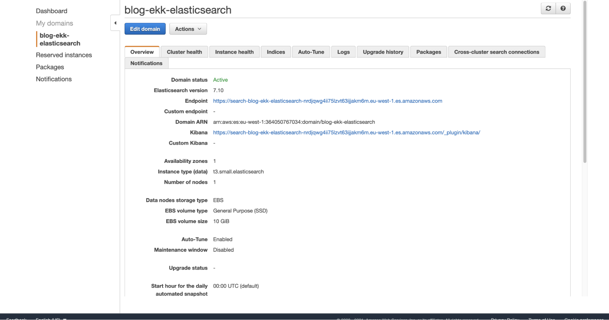 Elasticsearch domain