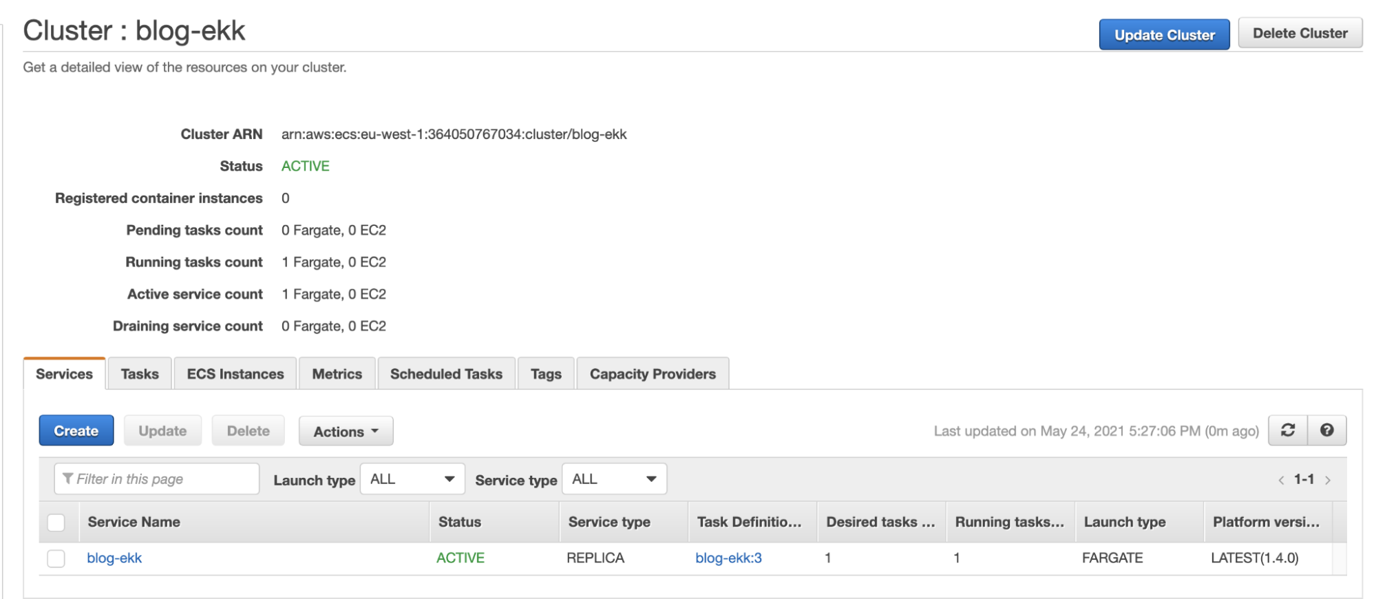 Fargate cluster for demo