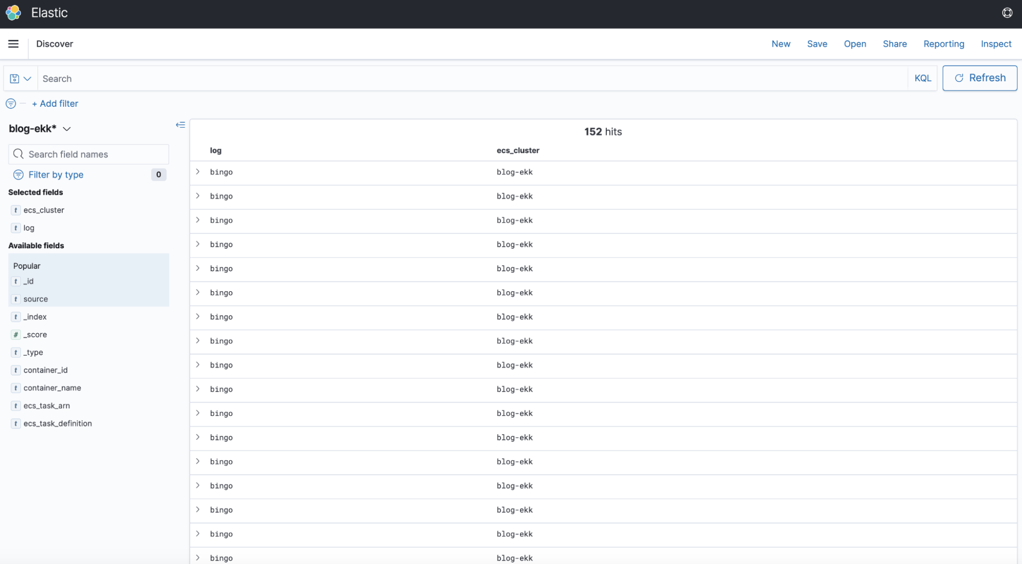 dashboard on Kibana