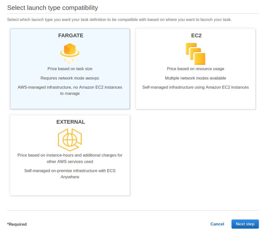 Launch type selection