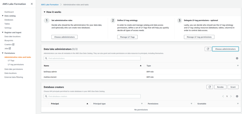 adding a Data lake admin