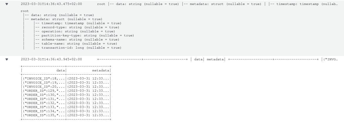 After starting our new Glue job, we should see some logs on CloudWatch similar to these